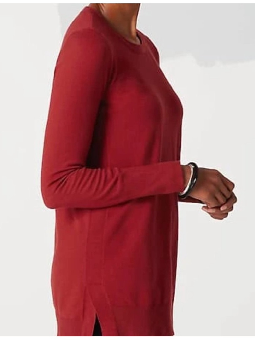 NWT J. Jill Effortless Sweater Tunic in Garnet Red | Medium Petite